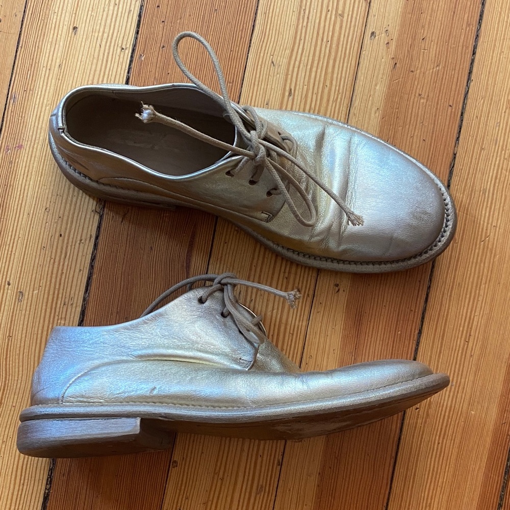 Marsell Metallic gold sulver Taupe Lace-Up oxford shoes